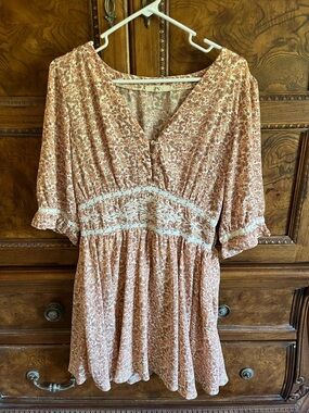 Chelsea & Violet Floral Lace-Trim Midi Dress